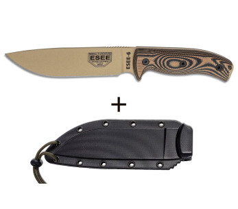 Esee 6 6PDT-005 kniv 16,5 cm karbonblad G10-håndtak Coyote og svart + slire