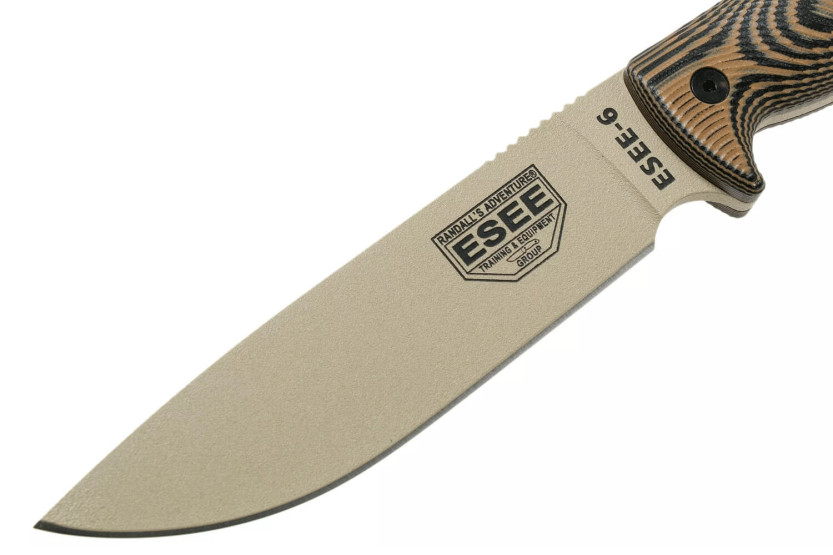 Esee 6 6PDT-005 kniv 16,5 cm kulstofblad G10-håndtag Coyote og sort + skede
