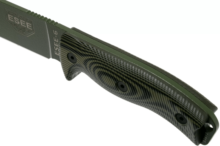 Esee 6 6POD-003 kniv 16,5 cm klinge i kulstofstål G10 grønt og sort håndtag + etui