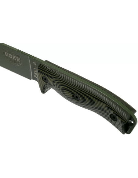 Esee 6 6POD-003 coltello 16,5 cm lama in acciaio al carbonio G10 manico verde e nero + fodero