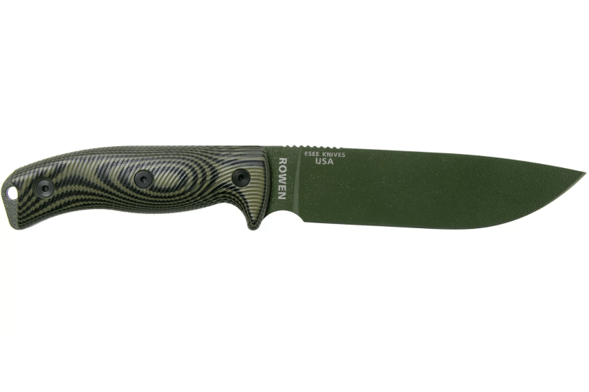 Esee 6 6POD-003 knife 16.5cm carbon steel blade G10 green and black handle + case