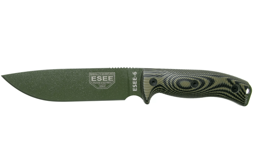 Esee 6 6POD-003 coltello 16,5 cm lama in acciaio al carbonio G10 manico verde e nero + fodero