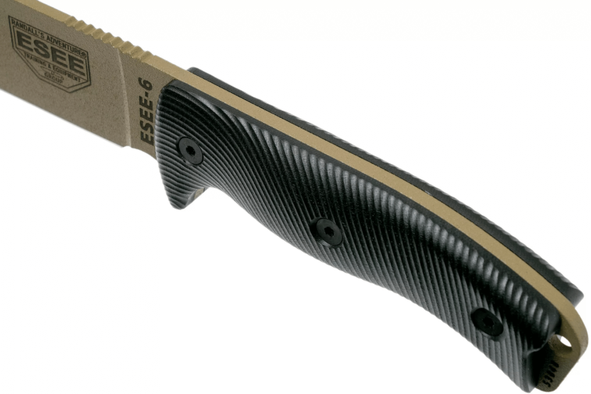 Esee 6 6PDE-001 veitsi 16.5cm hiiliteräksestä terä musta G10 kahva + asia