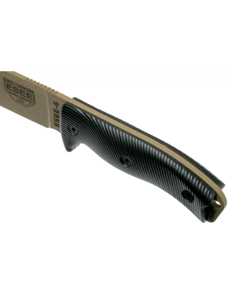 Esee 6 6PDE-001 veitsi 16.5cm hiiliteräksestä terä musta G10 kahva + asia