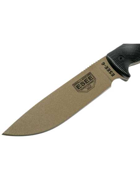 Esee 6 6PDE-001 coltello 16,5 cm lama in acciaio al carbonio manico nero G10 + custodia