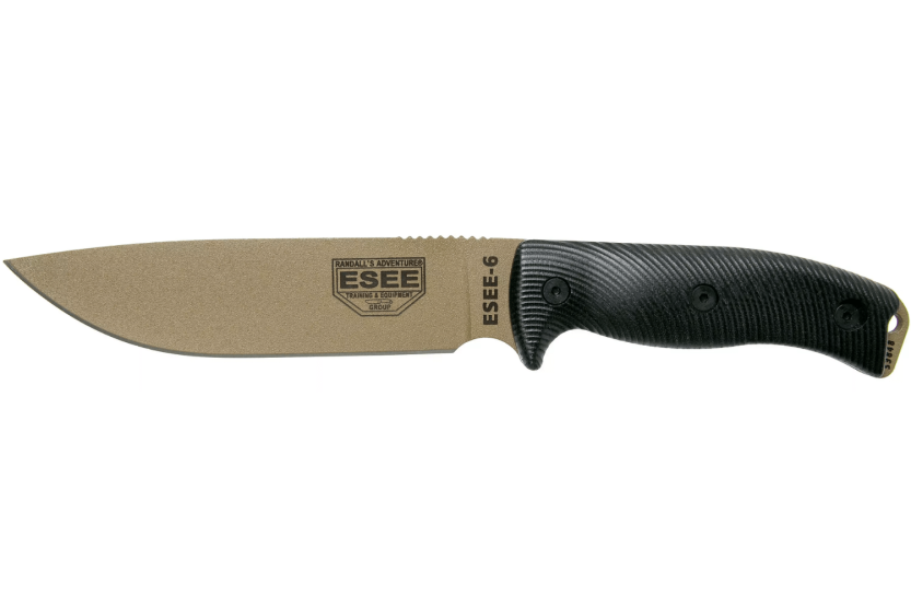 Esee 6 6PDE-001 coltello 16,5 cm lama in acciaio al carbonio manico nero G10 + custodia