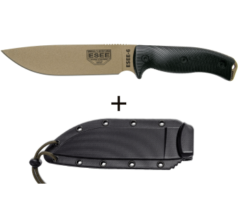 Faca Esee 6 6PDE-001 Lâmina de 16,5 cm em aço carbono Cabo preto G10 + estojo