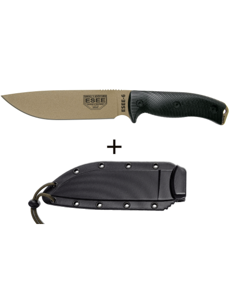 Esee 6 6PDE-001 veitsi 16.5cm hiiliteräksestä terä musta G10 kahva + asia