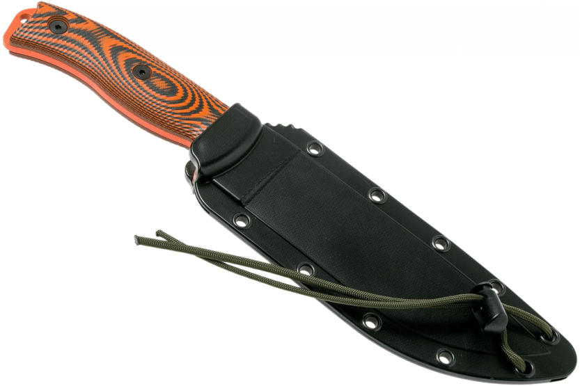 Faca Esee 6 6POR-006 Lâmina de 16,5 cm em aço carbono Cabo G10 laranja/preto + bainha