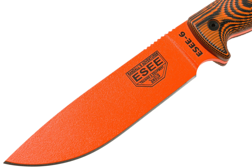 Esee 6 Knife 6POR-006 16,5 cm blad i karbonstål G10 oransje/svart håndtak + slire