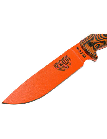 Esee 6 Mes 6POR-006 16.5cm koolstofstaal lemmet G10 oranje/zwart handvat + schede