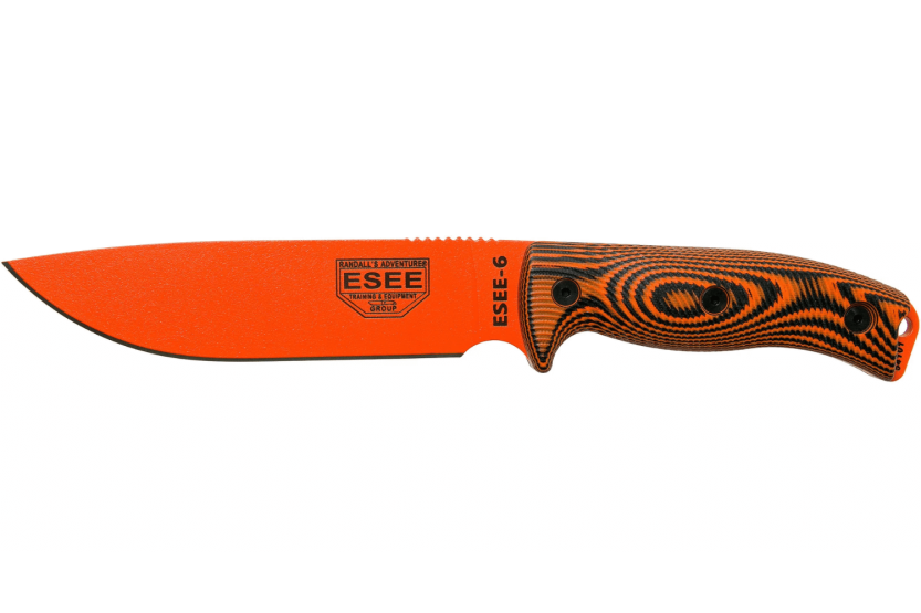 Esee 6 Puukko 6POR-006 16.5cm hiiliteräksestä valmistettu terä G10 oranssi/musta kahva + tuppi