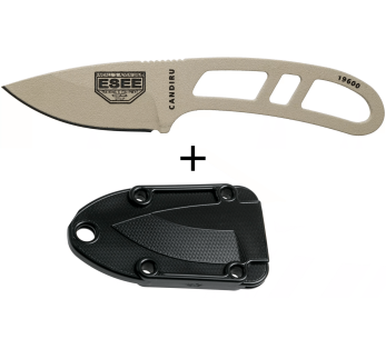 Esee Candiru CAN-DT-E halskniv 5,1 cm blad i kolstål genombrutet stålhandtag + slida
