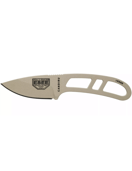 Faca de pescoço Esee Candiru CAN-DT-E Lâmina de aço-carbono de 5,1 cm cabo de aço aberto + bainha