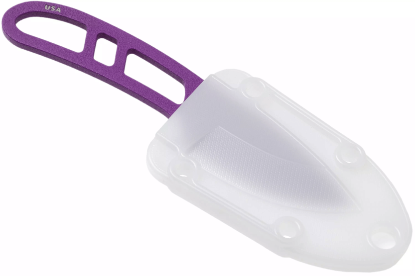 Esee Candiru CAN-PURP-E halsmes 5.1cm carbonstaal lemmet opengewerkt violetstalen handvat + schede