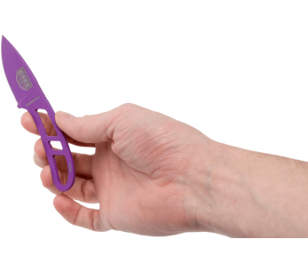 Esee Candiru CAN-PURP-E halskniv 5,1 cm blad i karbonstål gjennombrutt håndtak i fiolett stål + slire 2