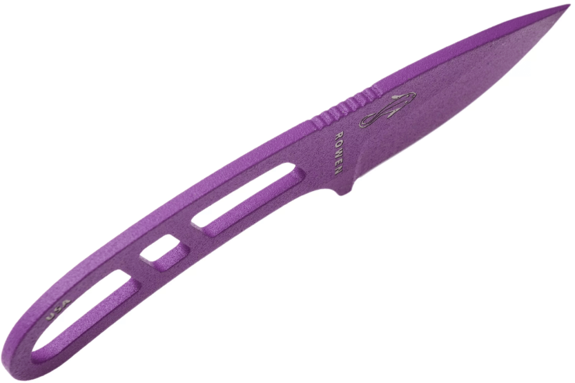 Esee Candiru CAN-PURP-E Halsmesser mit Karbonstahlklinge 5,1cm und durchbrochenem Griff aus violettem Stahl + Etui