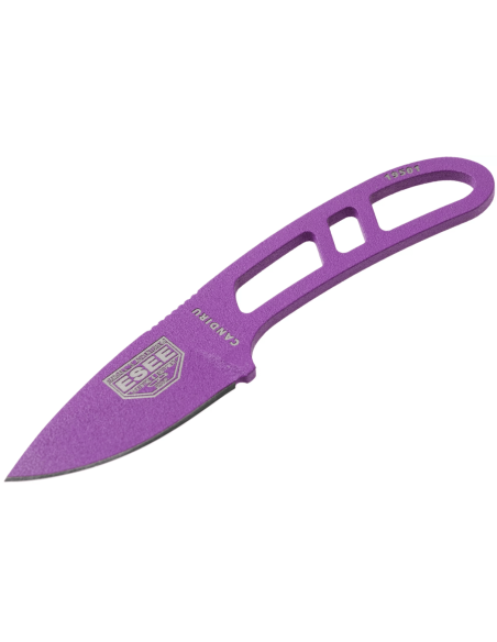 Esee Candiru CAN-PURP-E halsmes 5.1cm carbonstaal lemmet opengewerkt violetstalen handvat + schede