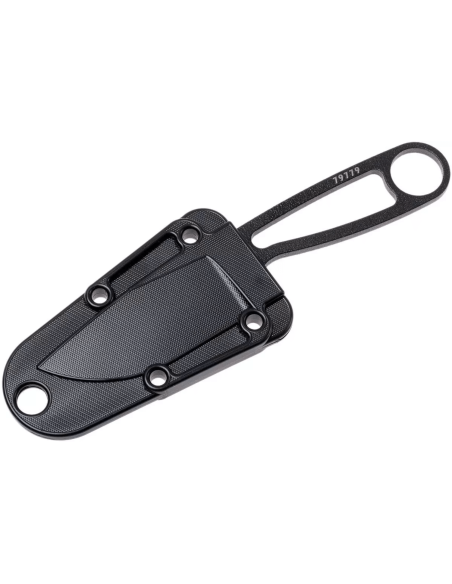 Esee Izula IZULA-B Halsmesser mit Karbonstahlklinge 6,2cm und durchbrochenem Griff aus schwarzem Stahl + Etui