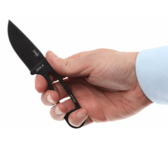 Esee Izula IZULA-B halskniv 6,2 cm blad i karbonstål, gjennombrutt håndtak i svart stål + slire 2