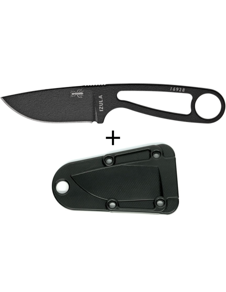 Esee Izula IZULA-B halsmes 6.2cm koolstofstaal lemmet zwart staal opengewerkt handvat + schede