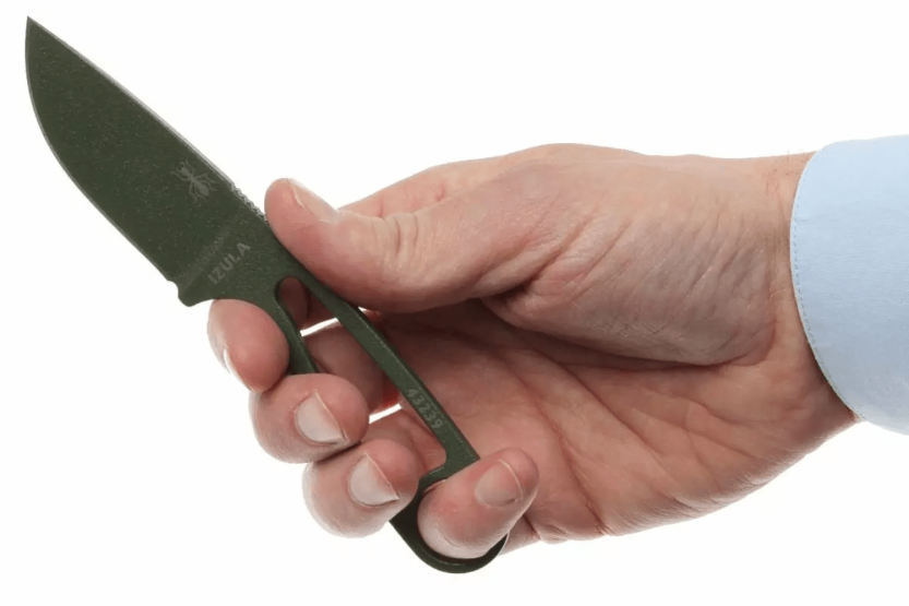 Esee Izula IZULA-OD neck knife 6.2cm carbon steel blade olive green openwork steel handle + sheath