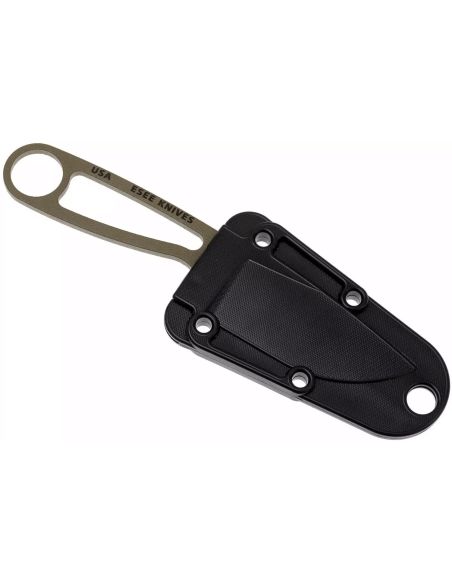 Esee Dark Earth Izula IZULA-DE coltello da collo 6,7 cm lama in acciaio al carbonio manico in acciaio + fodero in polimero