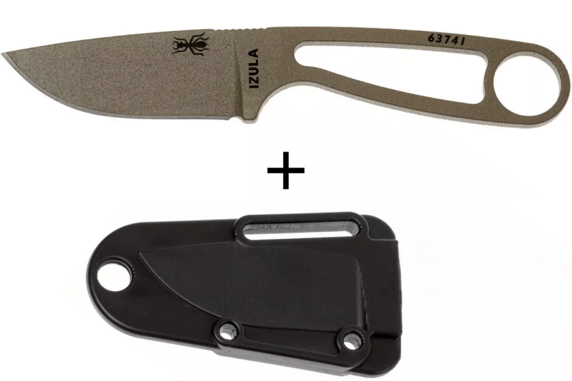 Esee Dark Earth Izula IZULA-DE faca de pescoço 6,7cm lâmina em aço carbono cabo em aço + bainha em polímero