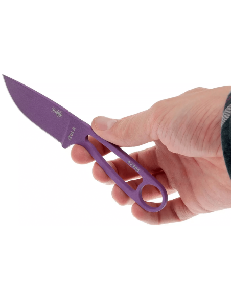 Esee Izula cuchillo de cuello IZULA-PURP-BLK 6.2cm hoja de acero al carbono mango de acero con agujeros + funda negra