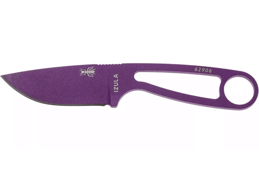 Esee Izula Halsmesser IZULA-PURP-BLK Karbonstahlklinge 6,2cm Griff mit Löchern Stahl + schwarzes Etui
