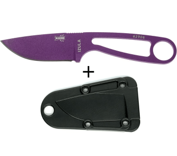 Esee Izula kaulaveitsi IZULA-PURP-BLK 6.2cm hiiliteräksestä valmistettu terä teräs kahva rei'illä + musta tuppi