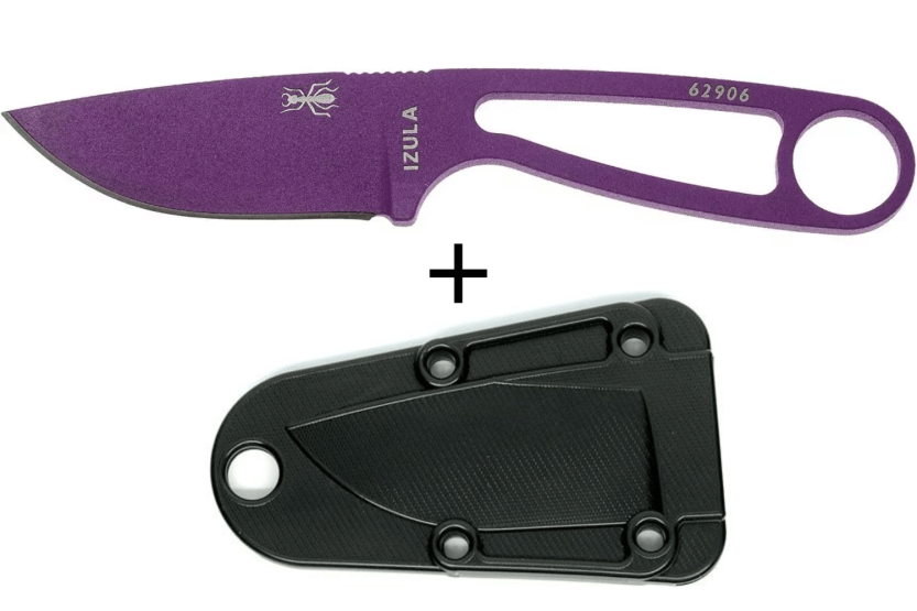 Esee Izula Halsmesser IZULA-PURP-BLK Karbonstahlklinge 6,2cm Griff mit Löchern Stahl + schwarzes Etui