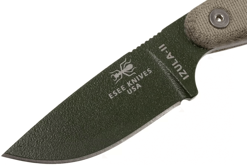 Messer Esee Izula II IZULA-II-OD Karbonstahlklinge 6,7cm Griff Micarta grün + Etui