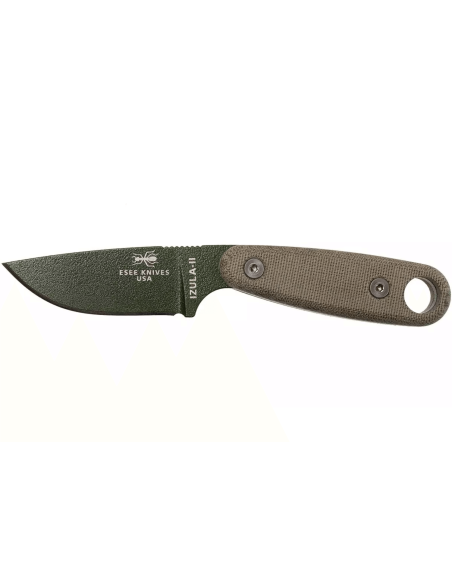 Esee Izula II IZULA-II-OD kniv 6,7 cm karbonstålblad grønt micartahåndtak + slire
