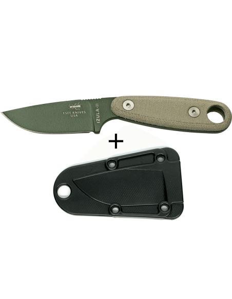 Esee Izula II IZULA-II-OD knife 6.7cm carbon steel blade green micarta handle + sheath