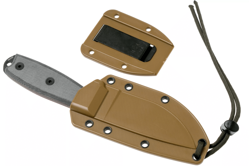 Esee 3 ESEE-3P-MB kniv 8,8 cm sort kulstofstålblad gråt micarta-håndtag + brun skede