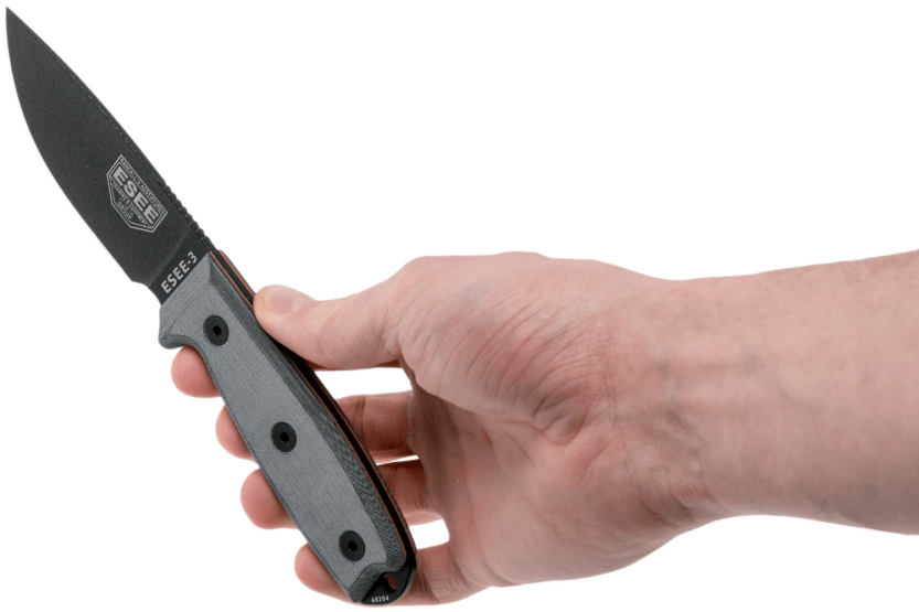 Esee 3 ESEE-3P-MB kniv 8,8 cm sort kulstofstålblad gråt micarta-håndtag + brun skede