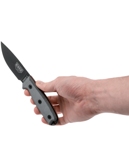 Esee 3 ESEE-3P-MB kniv 8,8 cm sort kulstofstålblad gråt micarta-håndtag + brun skede