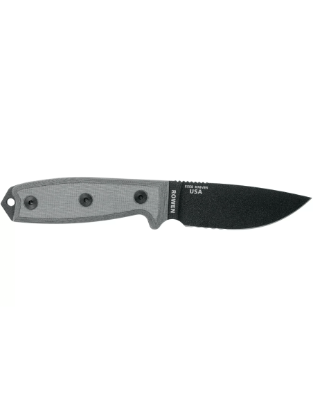 Esee 3 ESEE-3S-MB veitsi 8.8cm musta hiiliteräksestä puolihammastettu terä harmaa micarta kahva + ruskea tuppi