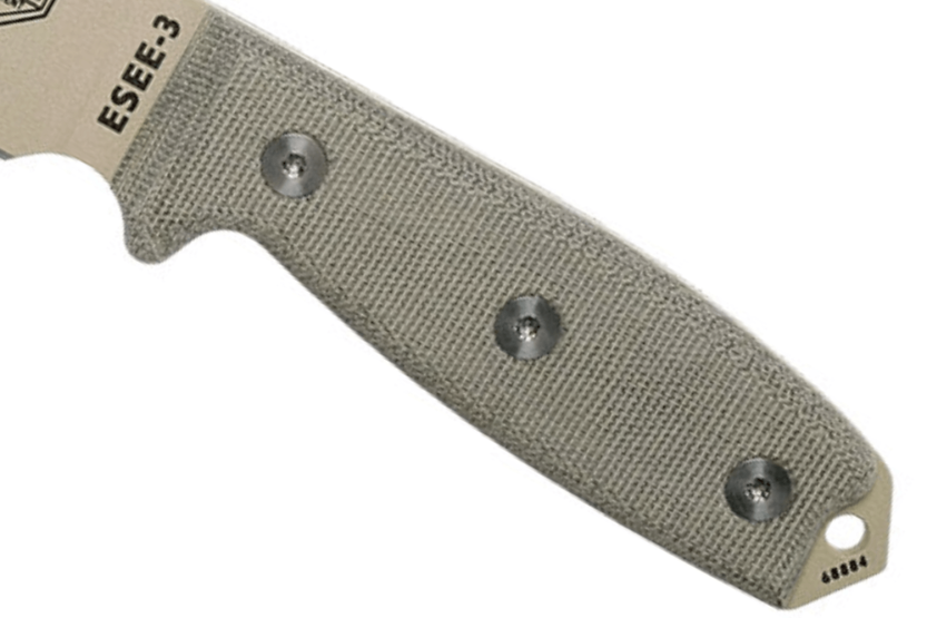 Esee 3 ESEE-3PM-DT mes 8.8cm desert carbon staal grijs micarta handgreep + etui