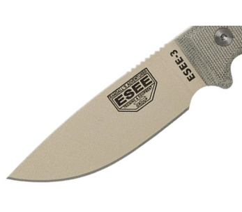 Cuchillo Esee 3 ESEE-3PM-DT 8.8cm hoja acero carbono desierto mango micarta gris + funda 2