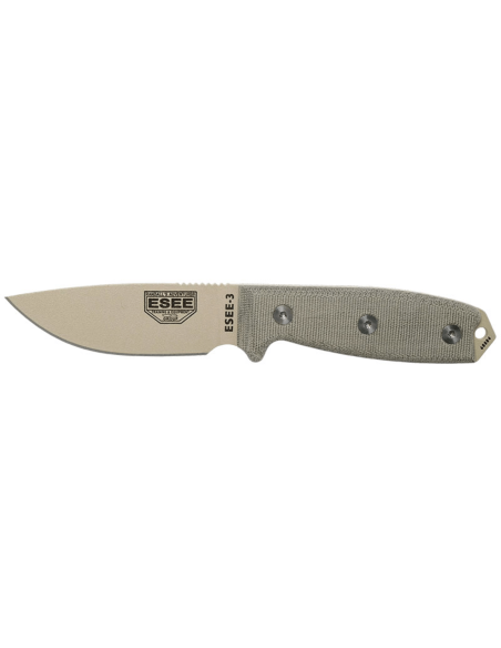 Esee 3 ESEE-3PM-DT coltello 8,8 cm desert carbon steel blade grey micarta handle + custodia