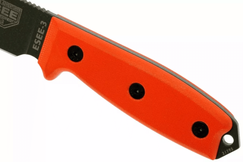 Cuchillo Esee 3 ESEE-3P-OD hoja acero carbono verde 8,8cm mango G10 naranja + funda