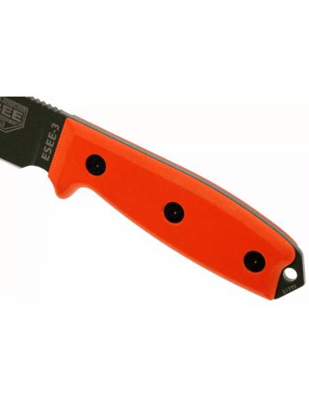 Cuchillo Esee 3 ESEE-3P-OD hoja acero carbono verde 8,8cm mango G10 naranja + funda