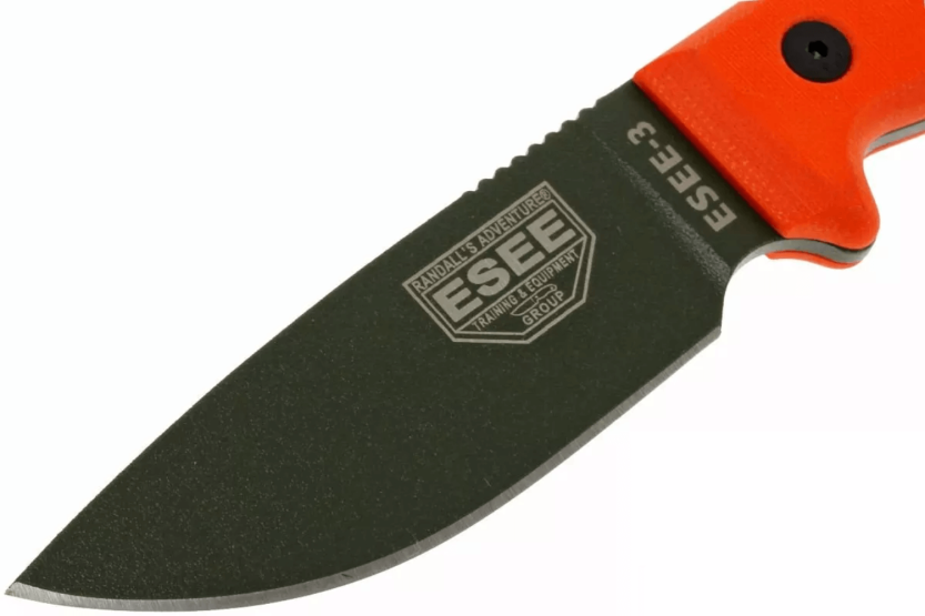 Esee 3 ESEE-3P-OD veitsi vihreä hiiliterästerä 8,8cm oranssi G10 kahva + tuppi