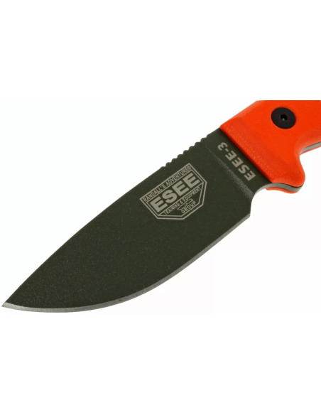 Esee 3 ESEE-3P-OD veitsi vihreä hiiliterästerä 8,8cm oranssi G10 kahva + tuppi