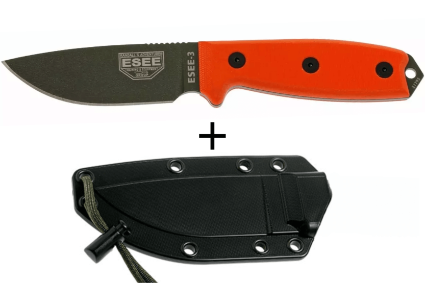 Esee 3 ESEE-3P-OD kniv grönt kolstålsblad 8,8cm orange G10-handtag + slida