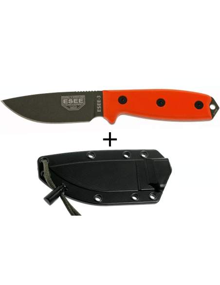 Esee 3 ESEE-3P-OD kniv grønt kulstofstålblad 8,8 cm orange G10-håndtag + skede