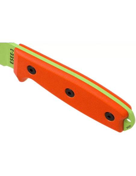 Messer Esee 3 ESEE-3PM-VG Klinge aus Kohlenstoffstahl venom green 8,8cm Griff G10 orange + Etui