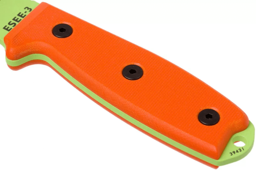 Esee 3 ESEE-3PM-VG coltello verde veleno 8,8cm lama in acciaio al carbonio manico arancione G10 + fodero